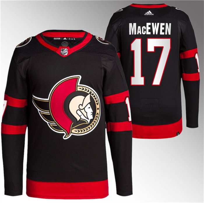 Personalized Men’s Ottawa Senators #17 Zack MacEwen Black Premier Breakaway Stitched Jersey