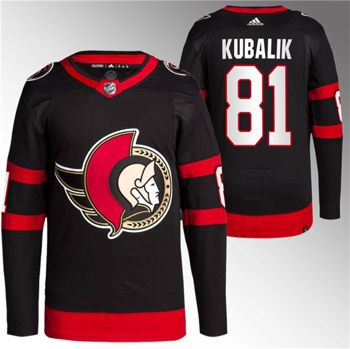 Personalized Men’s Ottawa Senators #81 Dominik Kubalik Black Premier Breakaway Stitched Jersey
