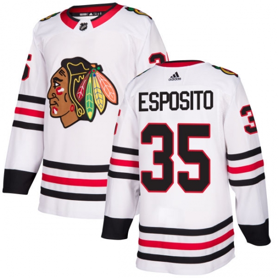 Personalized Men’s Chicago Blackhawks #35 Tony Esposito Authentic White Away NHL Jersey