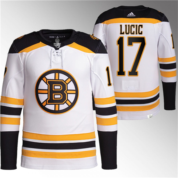 Personalized Men’s Boston Bruins #17 Milan Lucic White Stitched Jersey