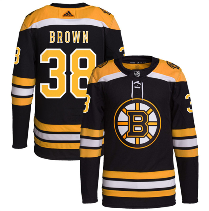Personalized Men’s Boston Bruins #38 Patrick Brown Black Stitched Jersey