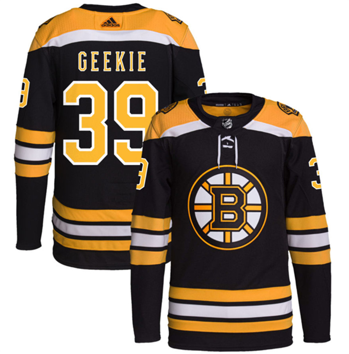 Personalized Men’s Boston Bruins #39 Morgan Geekie Black Stitched Jersey