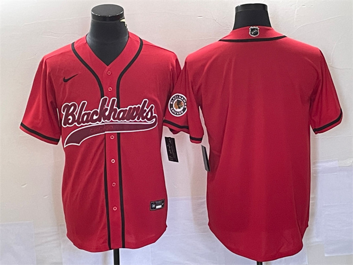 Personalized Men’s Chicago Blackhawks Blank Red Cool Base Stitched Baseball Jersey