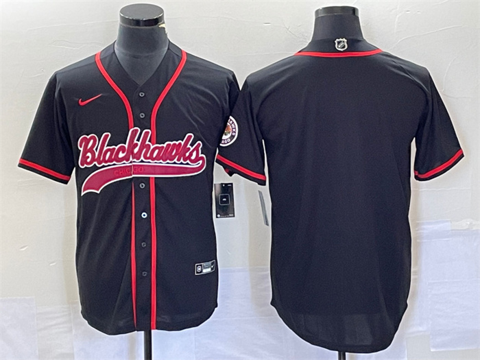 Personalized Men’s Chicago Blackhawks Blank Black Cool Base Stitched Baseball Jersey
