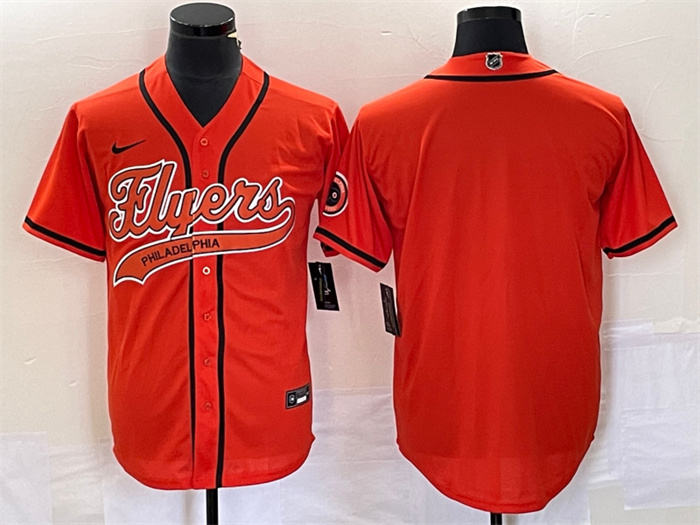 Personalized Men’s Philadelphia Flyers Blank Orange Cool Base Stitched Baseball Jersey