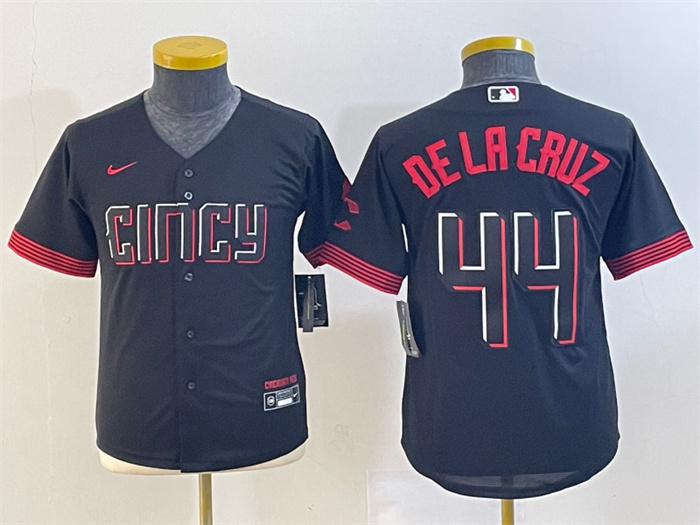 Personalized Men’s Cincinnati Reds #44 Elly De La Cruz Black 2023 City Connect Stitched Baseball Jersey(Run Small)