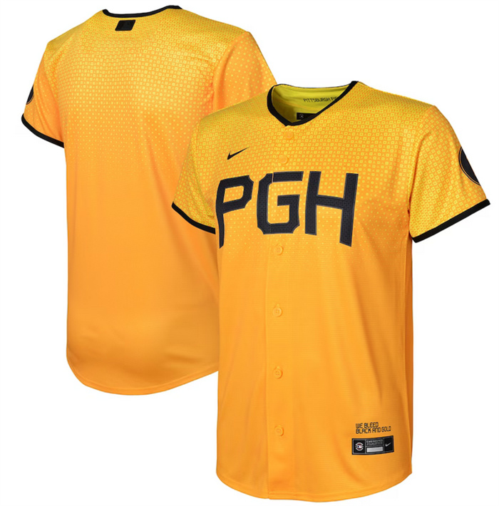 Personalized Youth Pittsburgh Pirates Blank Gold 2023 City Connect Stitched Jersey