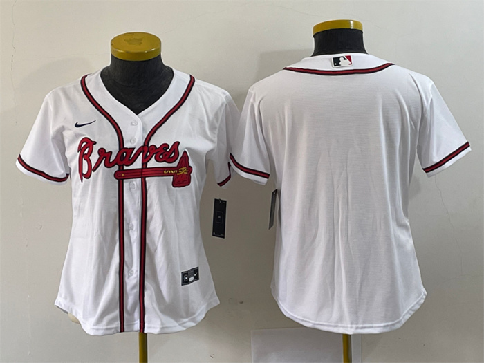 Personalized Women’s Atlanta Braves White Stitched Jersey(Run Small)