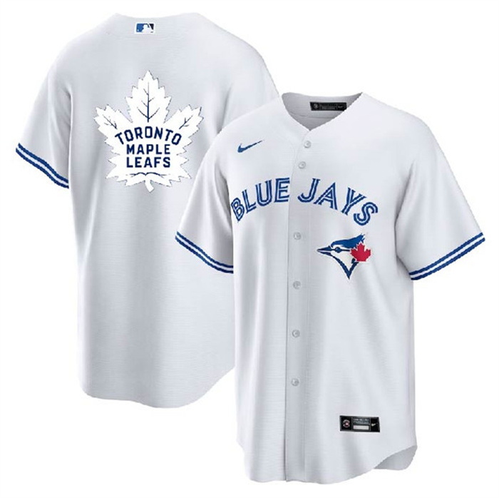 Personalized Men’s Toronto Blue Jays & Leafs White Cool Base Stitched Jersey