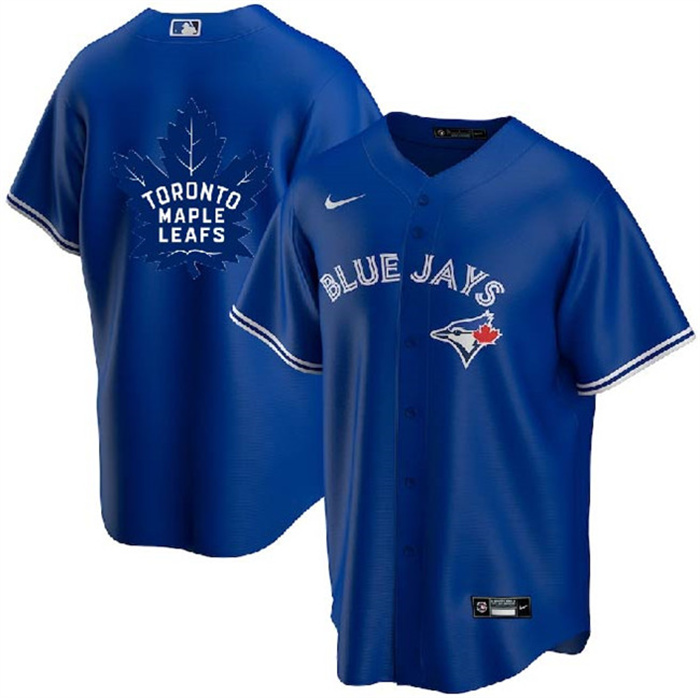 Personalized Men’s Toronto Blue Jays & Leafs Royal With Royal Leafs Log Cool Base Stitched Jersey