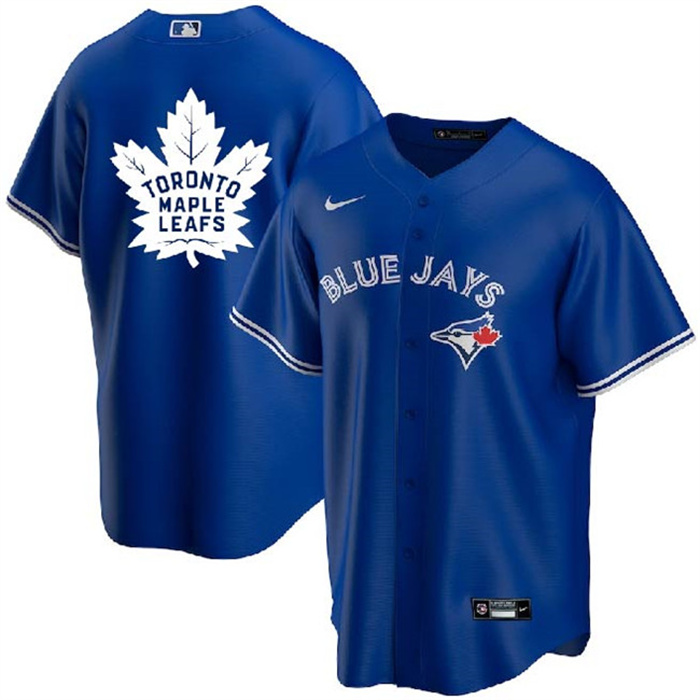 Personalized Men’s Toronto Blue Jays & Leafs Royal With White Leafs Log Cool Base Stitched Jersey