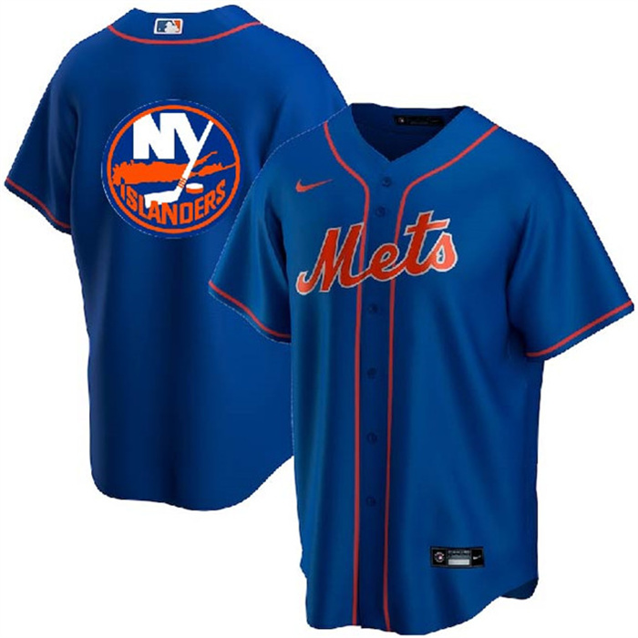 Personalized Men’s New York Mets & Islanders Blue Cool Base Stitched Baseball Jersey