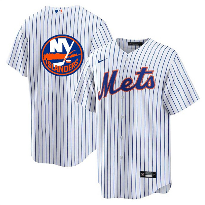 Personalized Men’s New York Mets & Islanders White Cool Base Stitched Baseball Jersey
