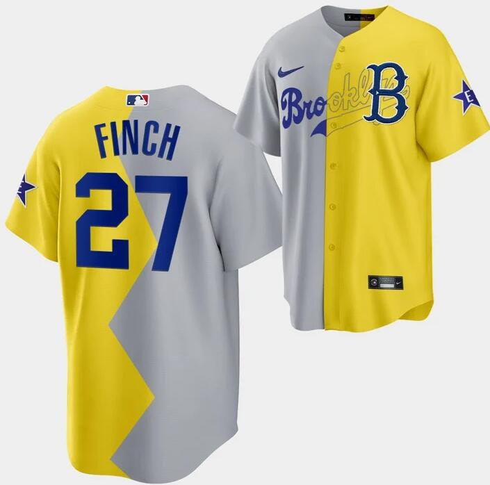 Personalized 2022-23 All-Star Celebrity Softball Game Brooklyn Dodgers Jennie Finch 27 Gray Yellow Jersey