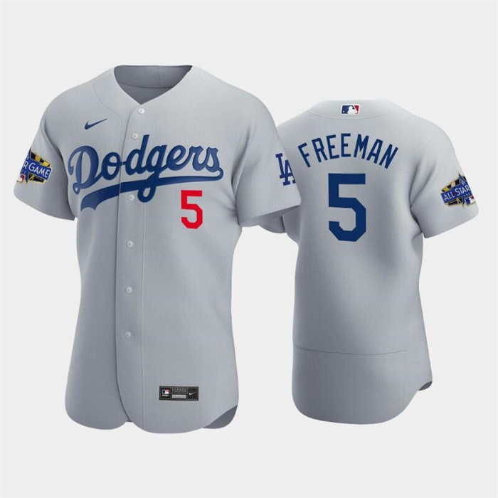 Personalized Men’s Los Angeles Dodgers #5 Freddie Freeman Grey 2022-23 All-Star Game Flex Base Stitched Baseball Jersey