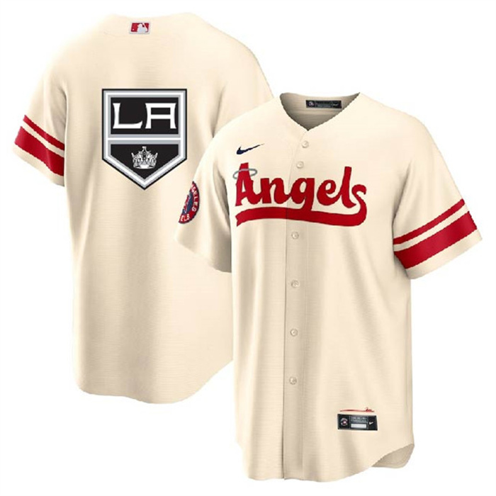 Personalized Men’s Los Angeles Angels & Kings Cream Cool Base Stitched Jersey