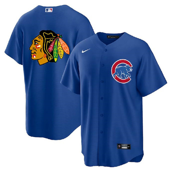Personalized Men’s Chicago Cubs & Blackhawks Royal Cool Base Stitched Baseball Jersey
