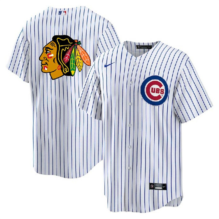 Personalized Men’s Chicago Cubs & Blackhawks White Cool Base Stitched Baseball Jersey