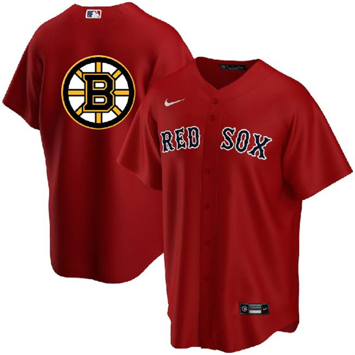 Personalized Men’s Boston Red Sox & Bruins Red Cool Base Stitched Baseball Jersey