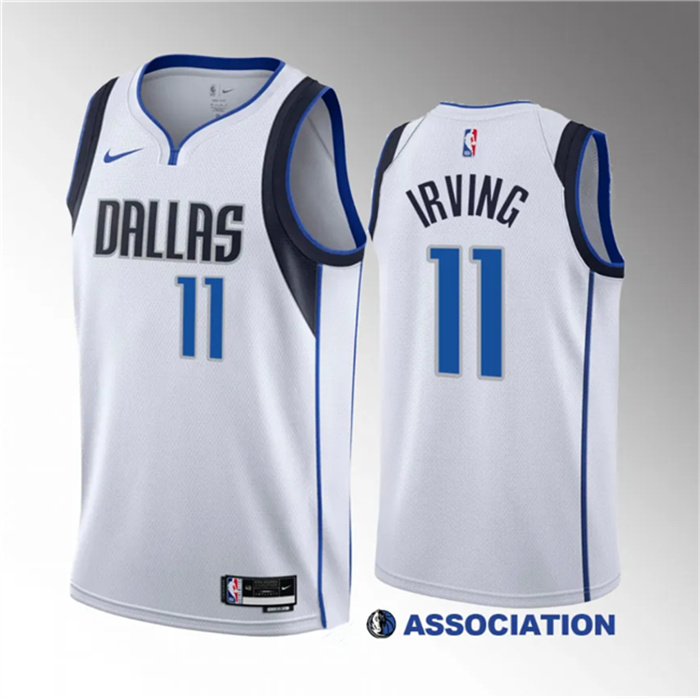 Personalized Men’s Dallas Mavericks #11 Kyrie Irving White Association Edition Stitched Basketball Jersey