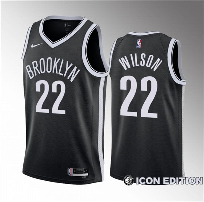 Personalized Men’s Brooklyn Nets #22 Jalen Wilson Black 2023 Draft Icon Edition Stitched Basketball Jersey