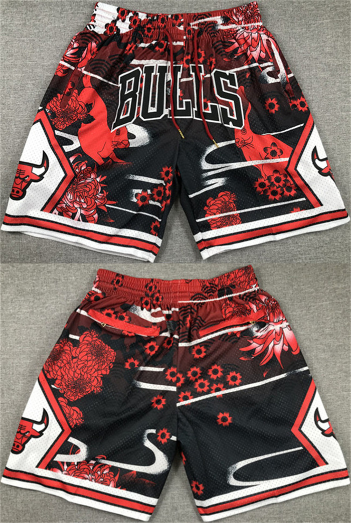 Personalized Men’s Chicago Bulls Red Black Shorts (Run Small) 001