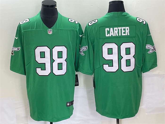 Personalized Men’s Philadelphia Eagles #98 Jalen Carter Green Stitched Football Jersey