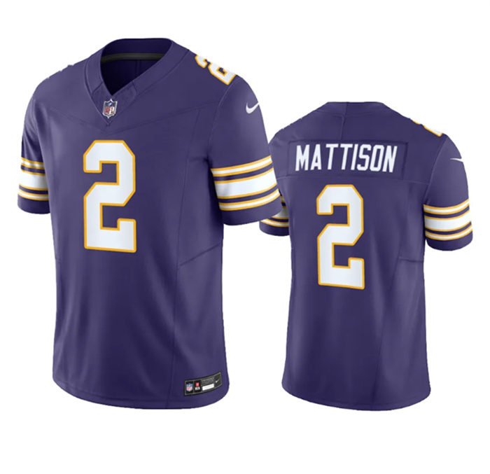 Personalized Men’s Minnesota Vikings #2 Alexander Mattison Purple 2023 F.U.S.E. Untouchable Limited Stitched Jersey
