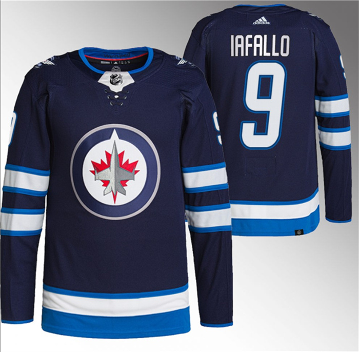 Personalized Men’s Winnipeg Jets #9 Alex Iafallo Navy Stitched Jersey