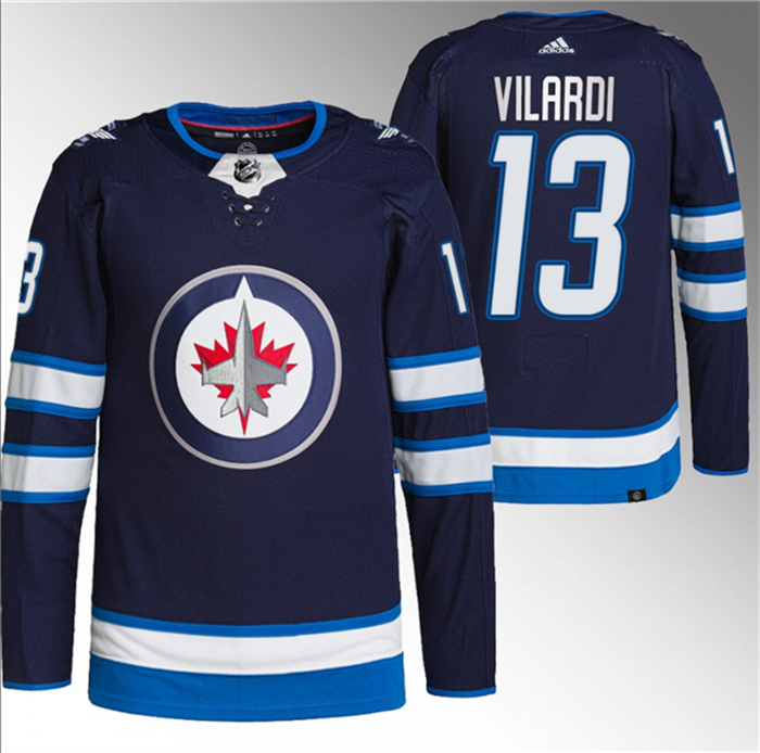 Personalized Men’s Winnipeg Jets #13 Gabriel Vilardi Navy Stitched Jersey