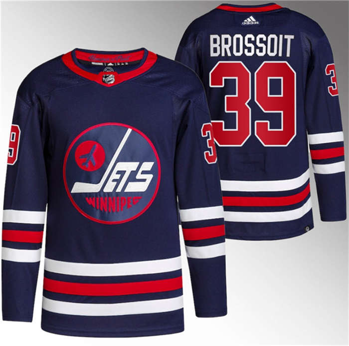 Personalized Men’s Winnipeg Jets #39 Laurent Brossoit 2021 22 Navy Stitched Jersey