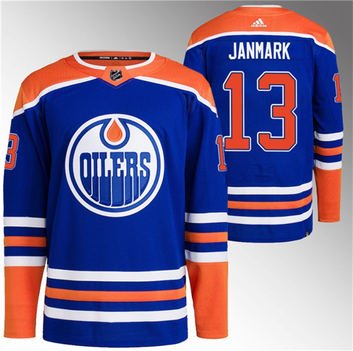 Personalized Men’s Edmonton Oilers #13 Mattias Janmark Royal Stitched Jersey