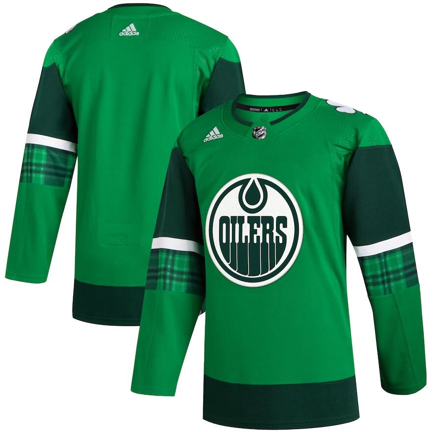 Personalized Men’s Edmonton Oilers 2023 St. Patrick’s Day Primegreen Authentic Jersey – Kelly Green