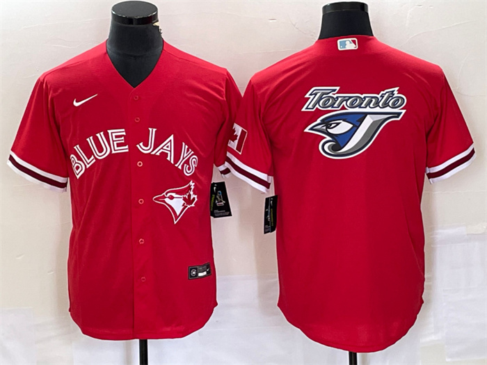 Personalized Men’s Toronto Blue Jays Red Team Big Logo Cool Base Stitched Baseball Jersey
