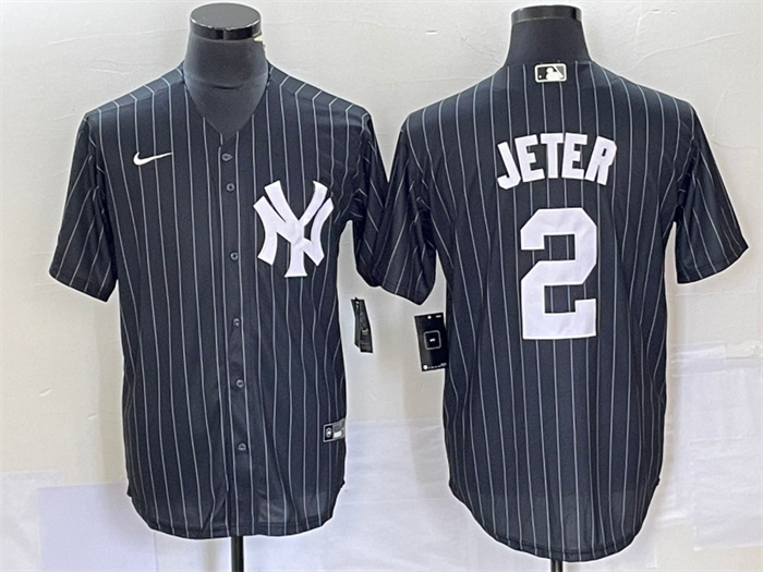 Personalized Men’s New York Yankees #2 Derek Jeter Black Cool Base Stitched Baseball Jersey