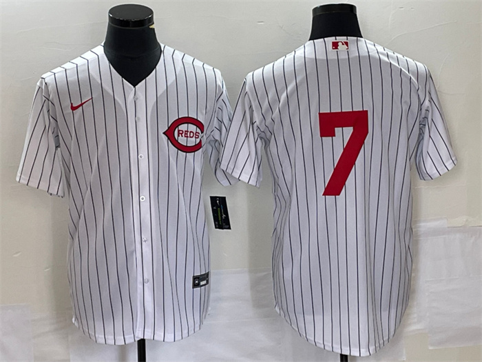 Personalized Men’s Cincinnati Reds #7 Spencer Steer White Field Of Dreams Stitched Baseball Jersey