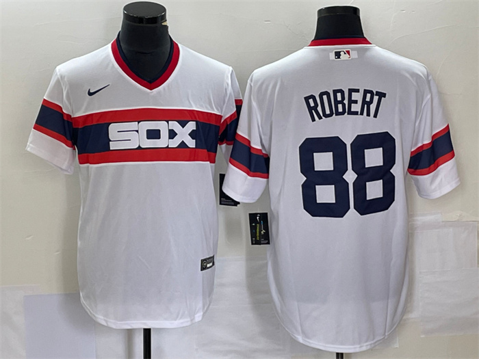 Personalized Men’s Chicago White Sox #88 Luis Robert White Cool Base Stitched Jersey