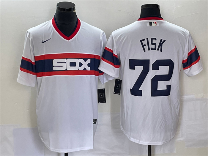Personalized Men’s Chicago White Sox #72 Carlton Fisk White Cool Base Stitched Jersey