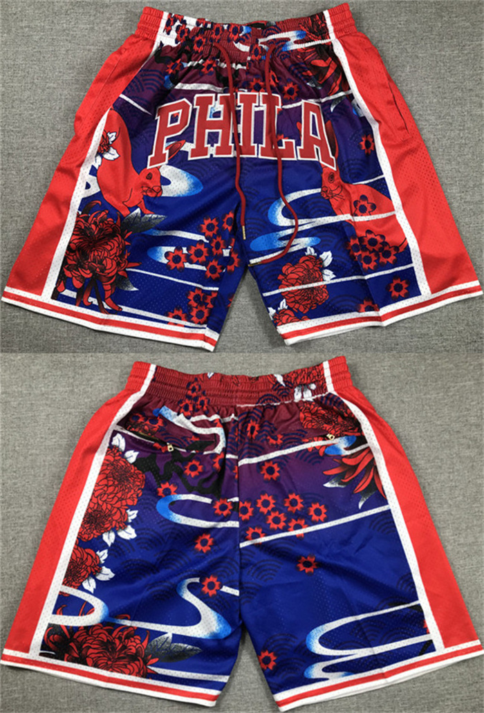 Personalized Men’s Philadelphia 76ers Red Blue Shorts (Run Small)
