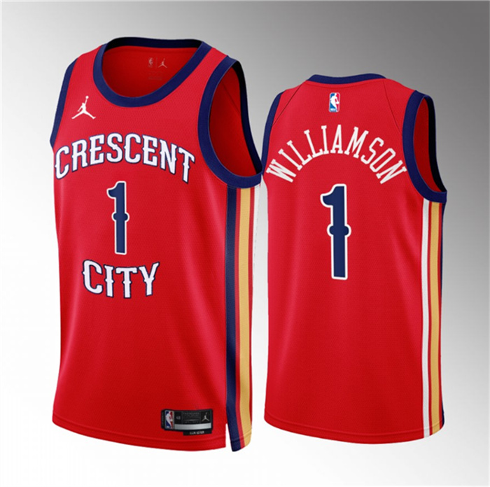 Personalized Men’s New Orleans Pelicans #1 Zion Williamson Red 2022 23 Statement Edition Stitched Basketball Jersey
