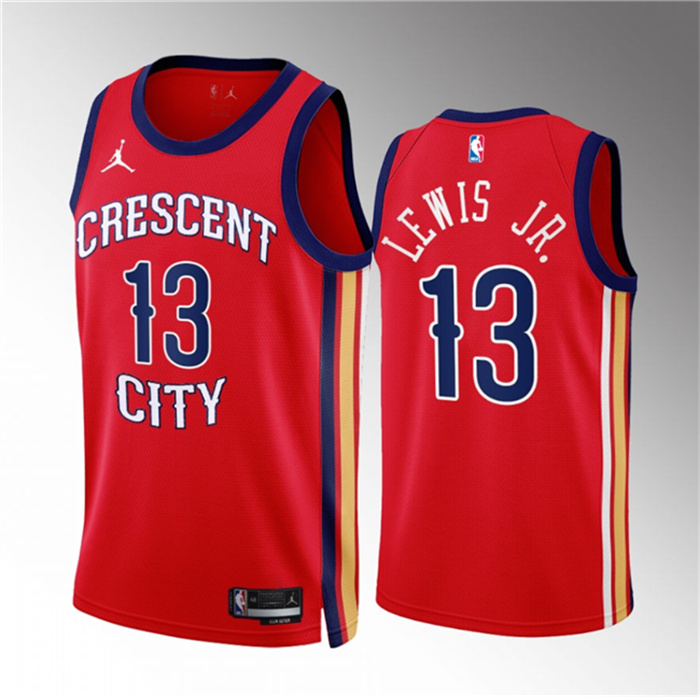 Personalized Men’s New Orleans Pelicans #13 Kira Lewis Jr. Red 2022 23 Statement Edition Stitched Basketball Jersey