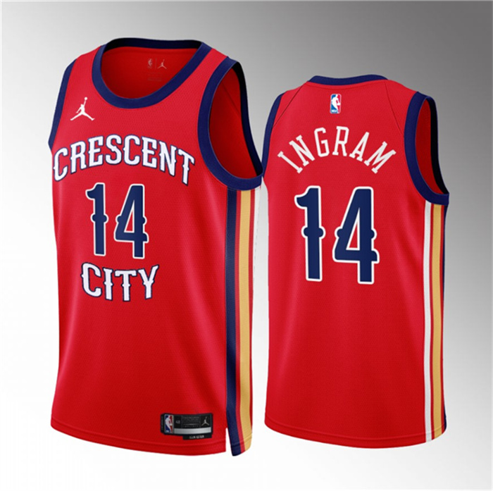 Personalized Men’s New Orleans Pelicans #14 Brandon Ingram Red 2022 23 Statement Edition Stitched Basketball Jersey