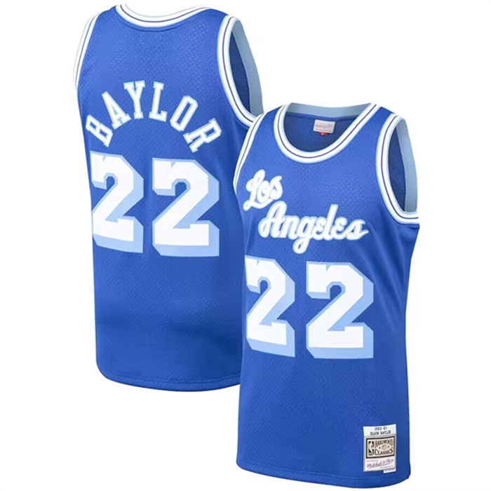 Personalized Men’s Los Angeles Lakers #22 Elgin Baylor Mitchell & Ness Royal 1960-61 Hardwood Classics Swingman Basketball Jersey