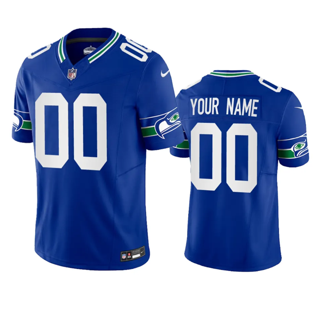 Personalized Men’s Seattle Seahawks Active Player Royal 2023 F.U.S.E. Limited Throwback Stitched Jersey