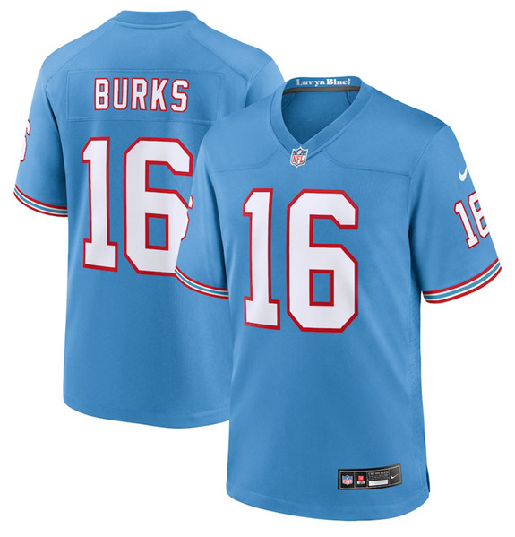 Personalized Men’s Tennessee Titans #16 Treylon Burks Light Blue Throwback Player Stitched Game Jersey