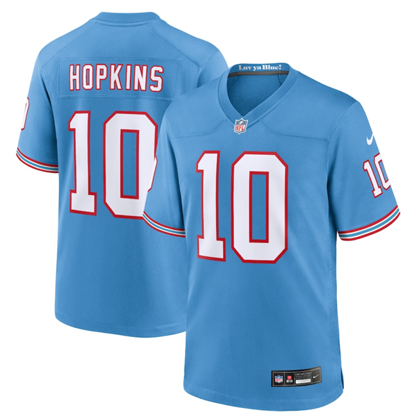 Personalized Men’s Tennessee Titans #10 DeAndre Hopkins Light Blue Throwback Player Stitched Game Jersey