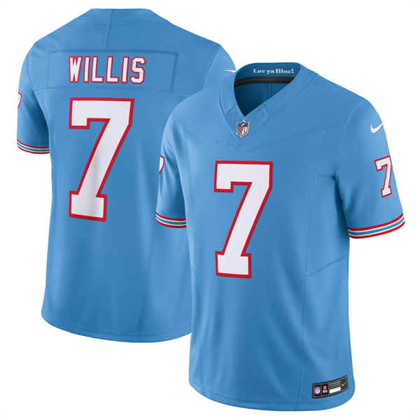 Personalized Men’s Tennessee Titans #7 Malik Willis Light Blue 2023 F.U.S.E. Limited Throwback Stitched Football Jersey