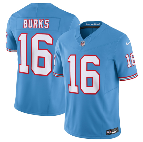 Personalized Men’s Tennessee Titans #16 Treylon Burks Light Blue 2023 F.U.S.E. Limited Throwback Stitched Football Jersey