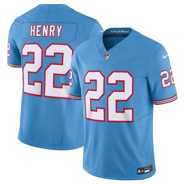 Personalized Men’s Tennessee Titans #22 Derrick Henry Light Blue 2023 F.U.S.E. Limited Throwback Stitched Football Jersey