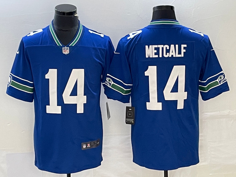 Personalized Men’s Seattle Seahawks #14 DK Metcalf Royal Untouchable Limited Stitched Football Jersey